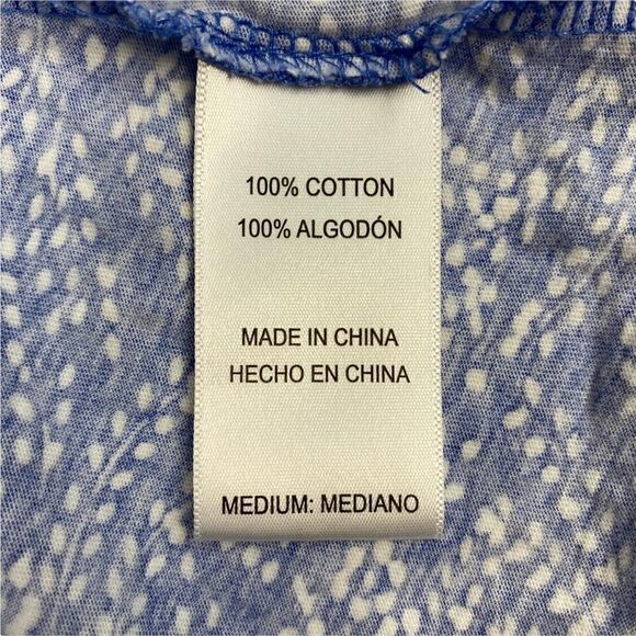 Carole Hochman Floral Robe Cotton Medium M Blue White Wrap NO Belt Long Sleeve - Picture 5 of 11